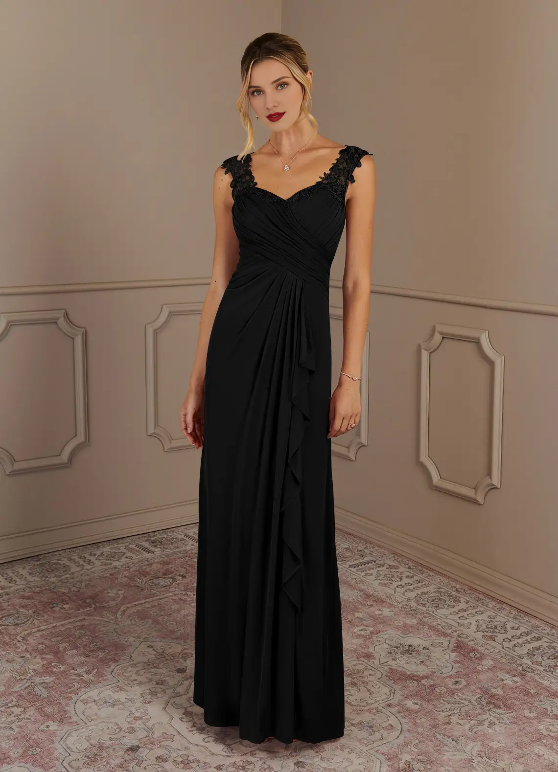 mesh heart dress A-shaped heart-shaped collar pleated fabric and floor length moth – LD Color:Blue Floral Sofía Vergara's Best Red Dresses Length 101625launch