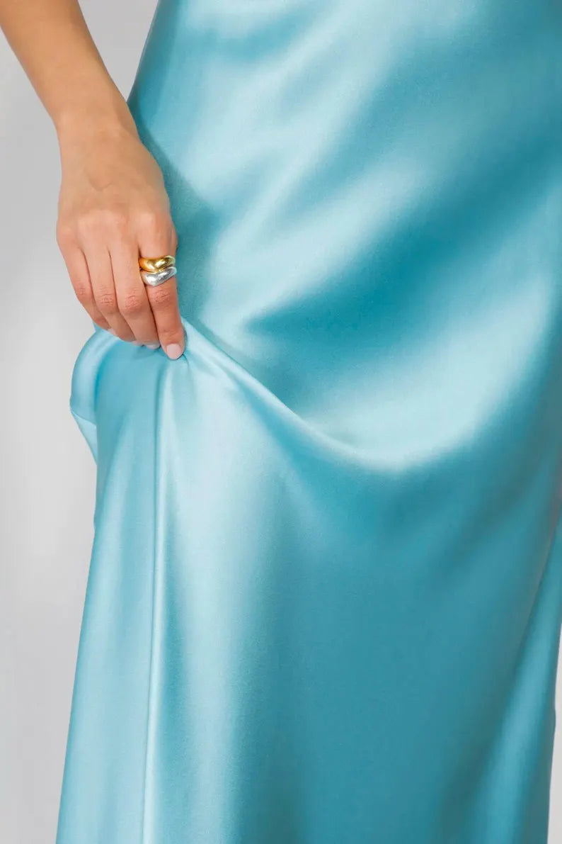 LD square neckline off shoulder sleeveless thin shoulder strap backless and floor length Prom dress
