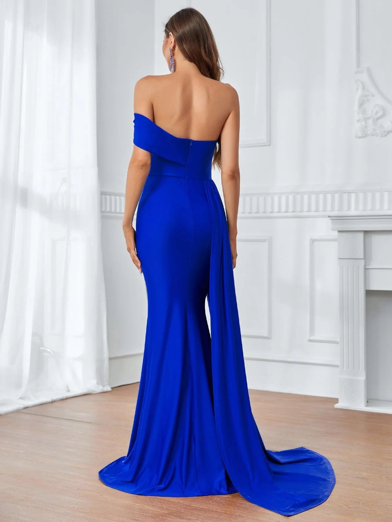 Mermaid off shoulder hanging side and floor length Prom Dress - LD Dress