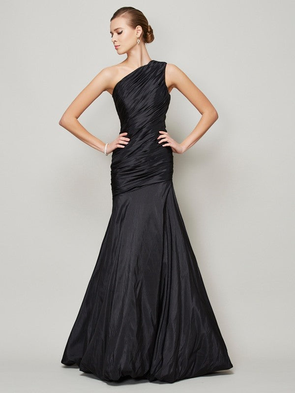 A-Line/Princess One-Shoulder Sleeveless Pleats Long Taffeta Bridesmaid LD Dress A-Line/Princess One-Shoulder Sleeveless Pleats Long Taffeta Bridesmaid LD Dress