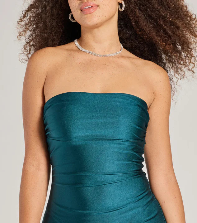 LD off shoulder collar sleeveless strapless backless short Homecoming Dresses