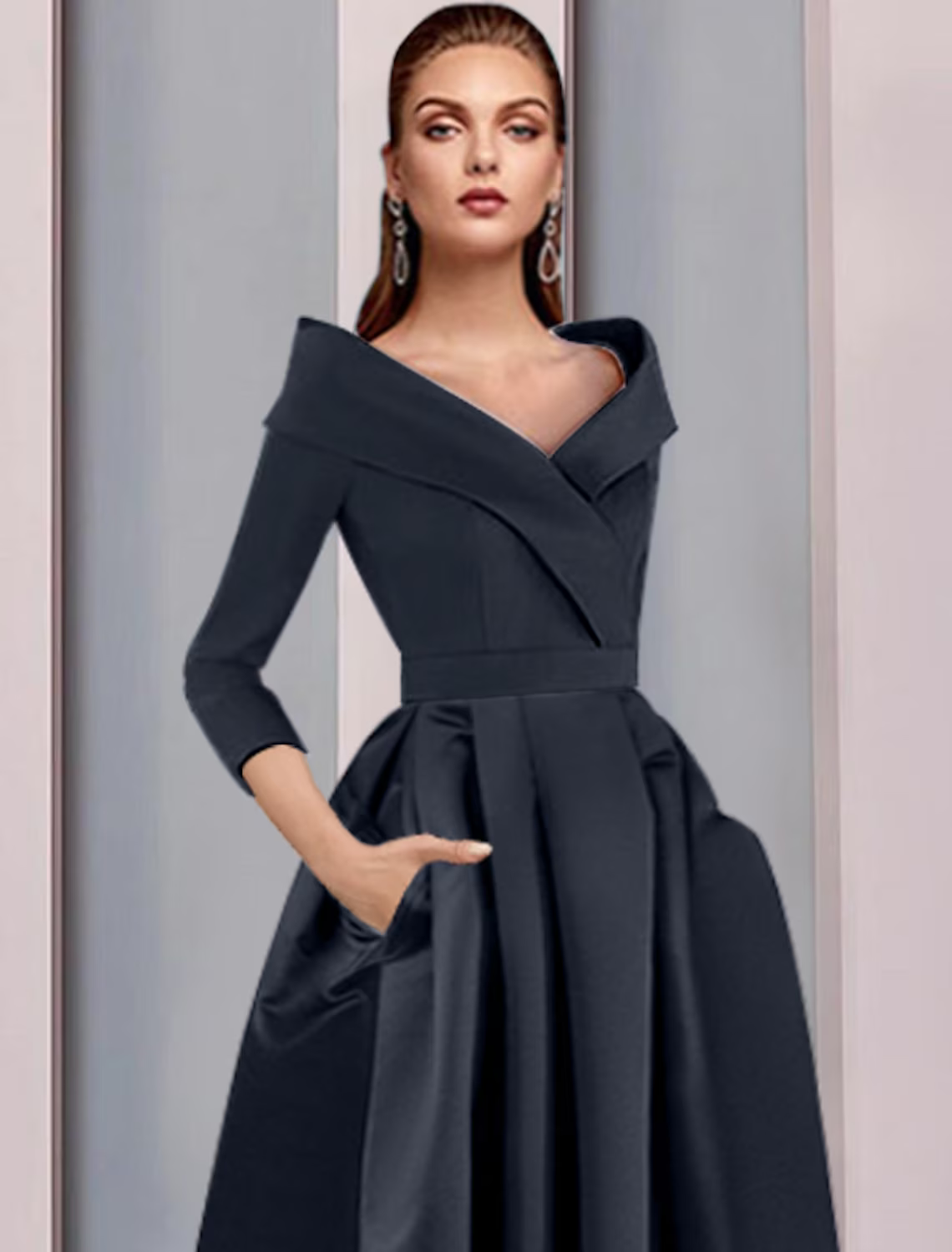 A-Line Mother of the Bride Dress Elegant High Low Sweet Strap Asymmetrical Satin Sleeve with Pleats