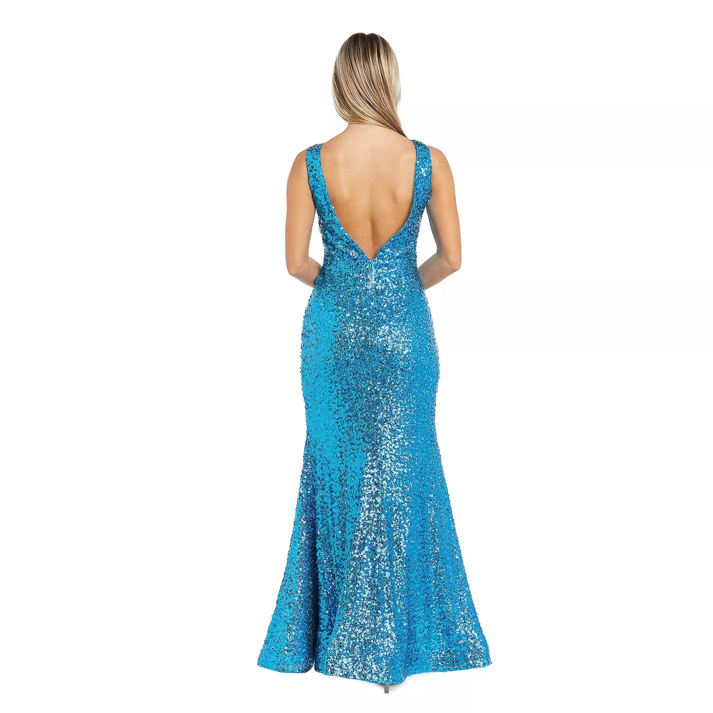 Dazzling Mermaid V Neck Sleeveless Low Open Back Floor Length Evening Dress