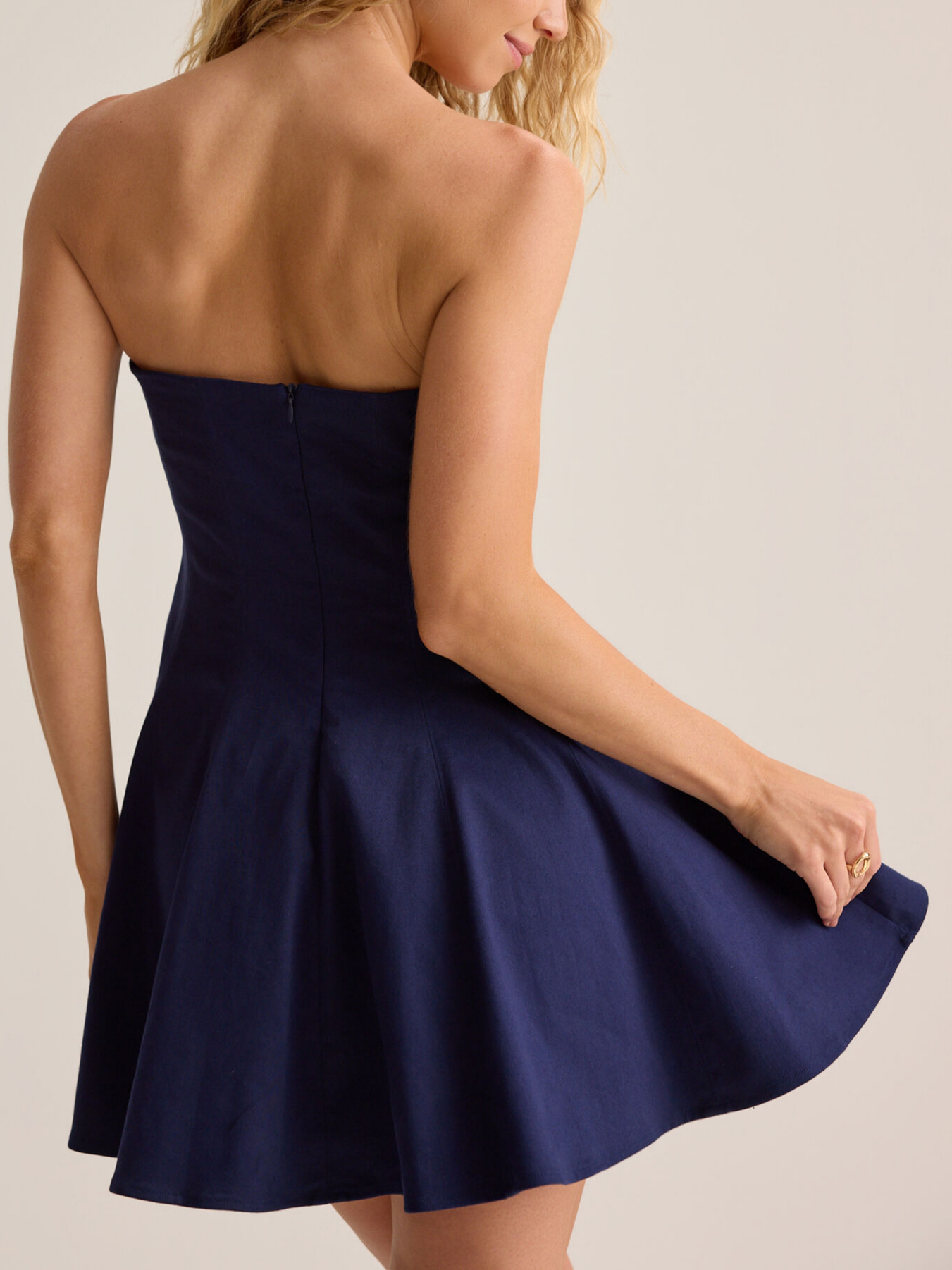 Deep Tone Woven Strapless Sweetheart Seamed Flared A-Line Mini Homecoming Dresses
