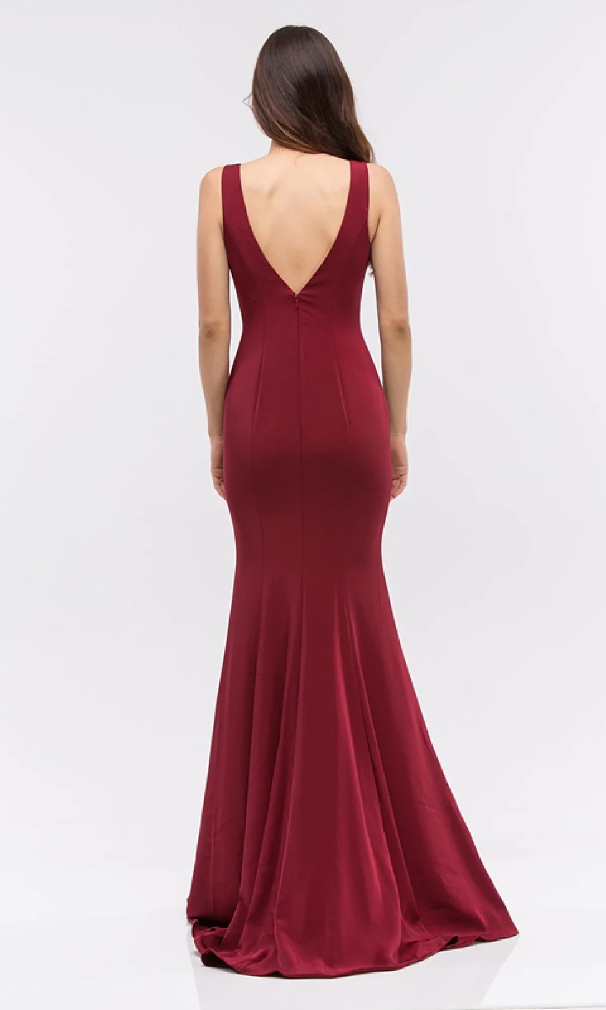 Deep V-neck off shoulder sleeveless backless mermaid and floor length Prom dress