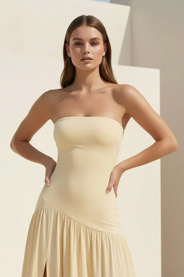 Elegant Satin Sheath Strapless Sweetheart Sleeveless Lace-Up Back Floor-Length Evening Dresses