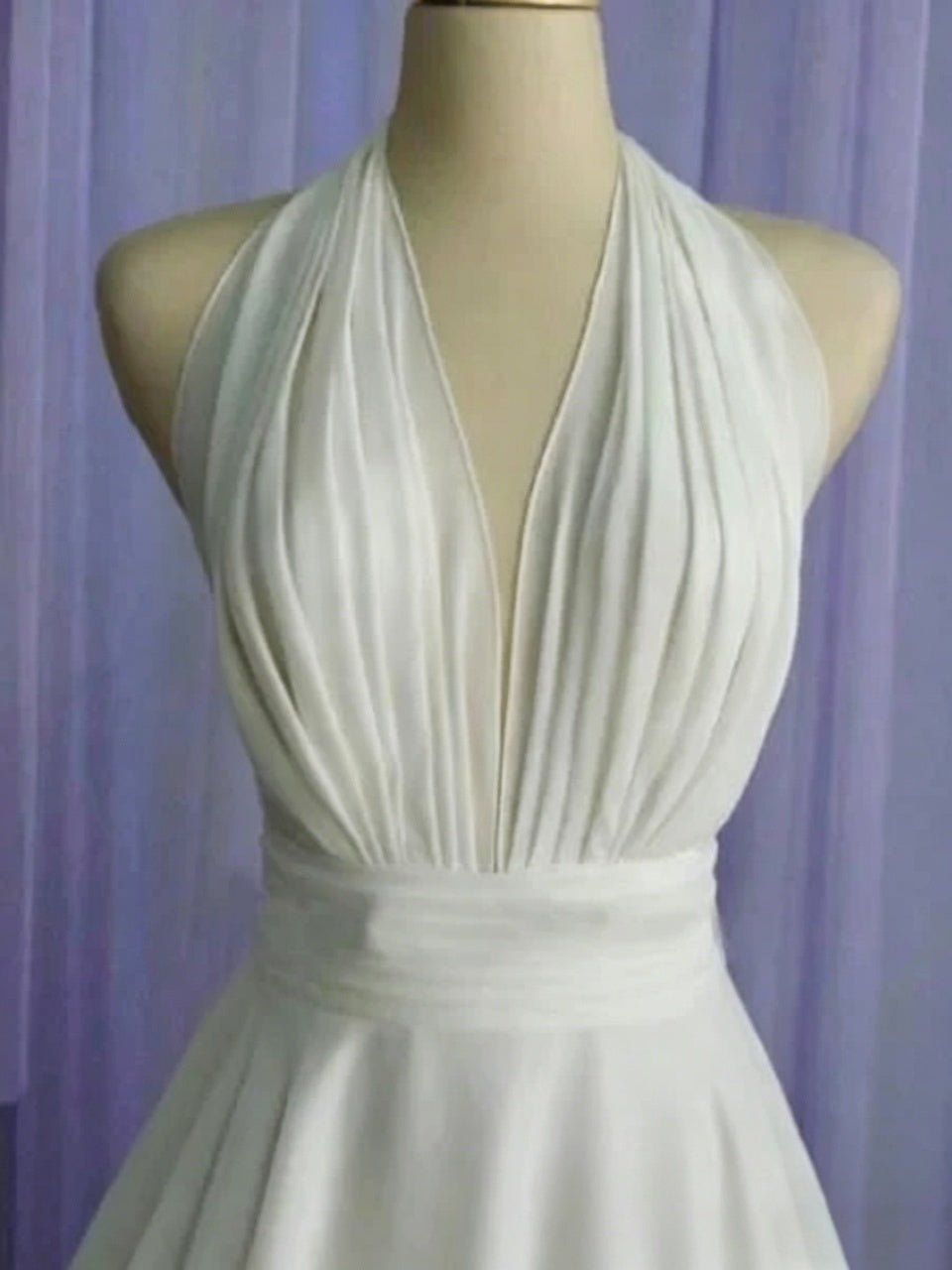 Halter Deep V Ruched Open Back Bow Chiffon Midi Homecoming Dresses