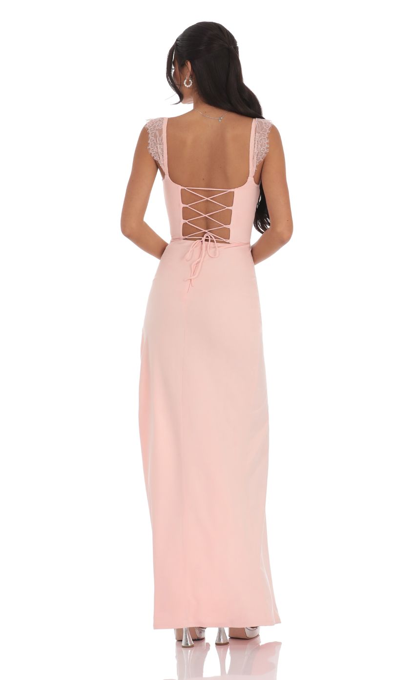 Lace Trim Spaghetti Strap Sweetheart Neck Ruched Mermaid Evening Dresses with Lace-up Back and High Slit