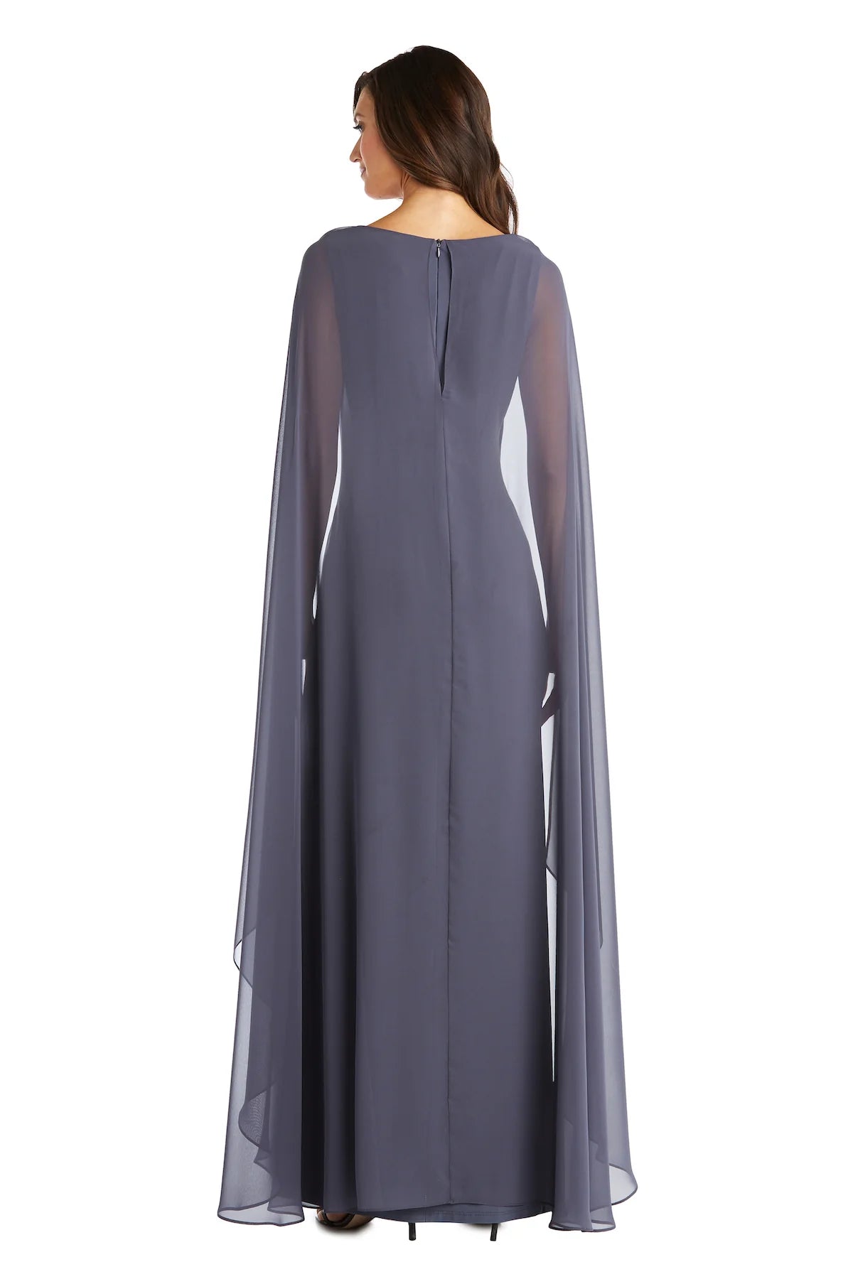 Regal V-Neck Capelet-Sleeve Embellished Wrap Floor-Length Evening Dresses