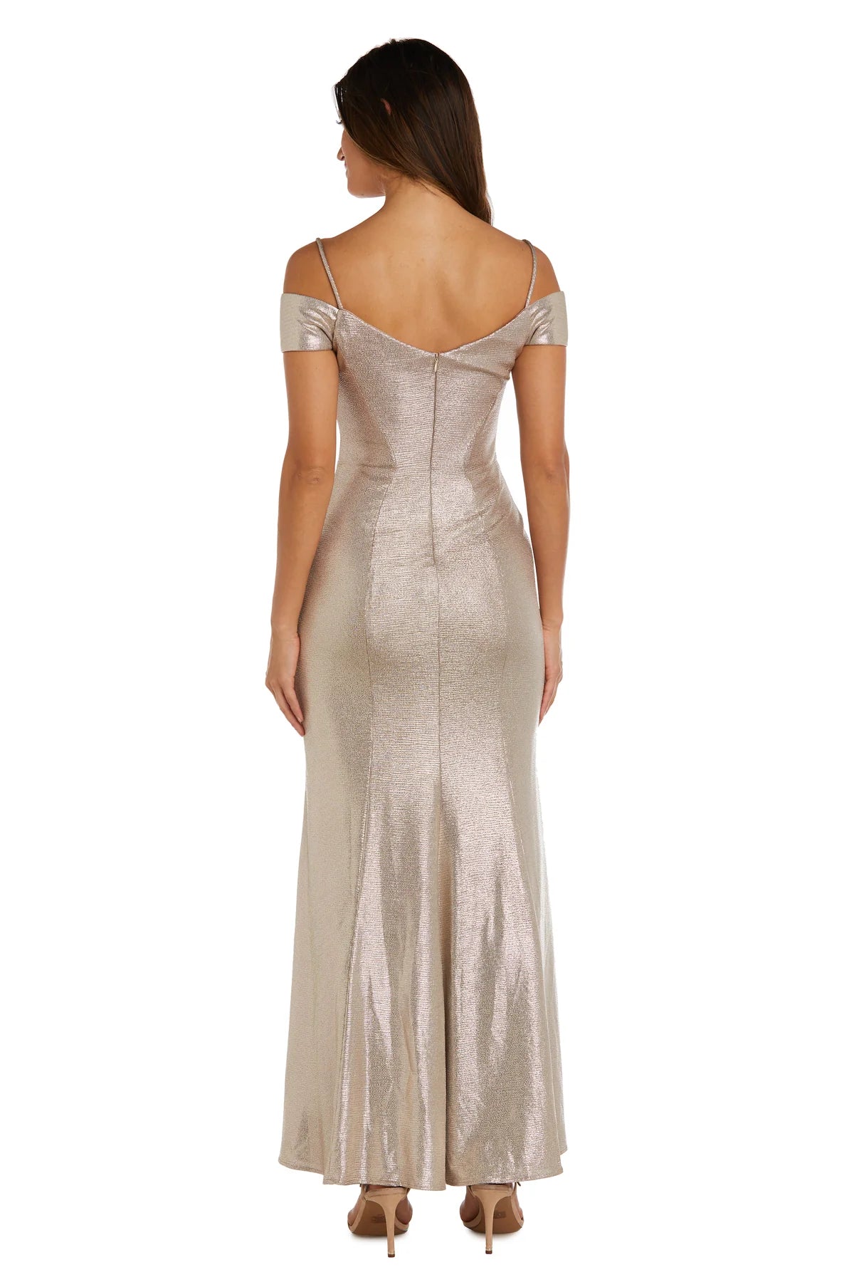 Sleek Metallic Off-the-Shoulder Mermaid Floor-Length Evening Dresses