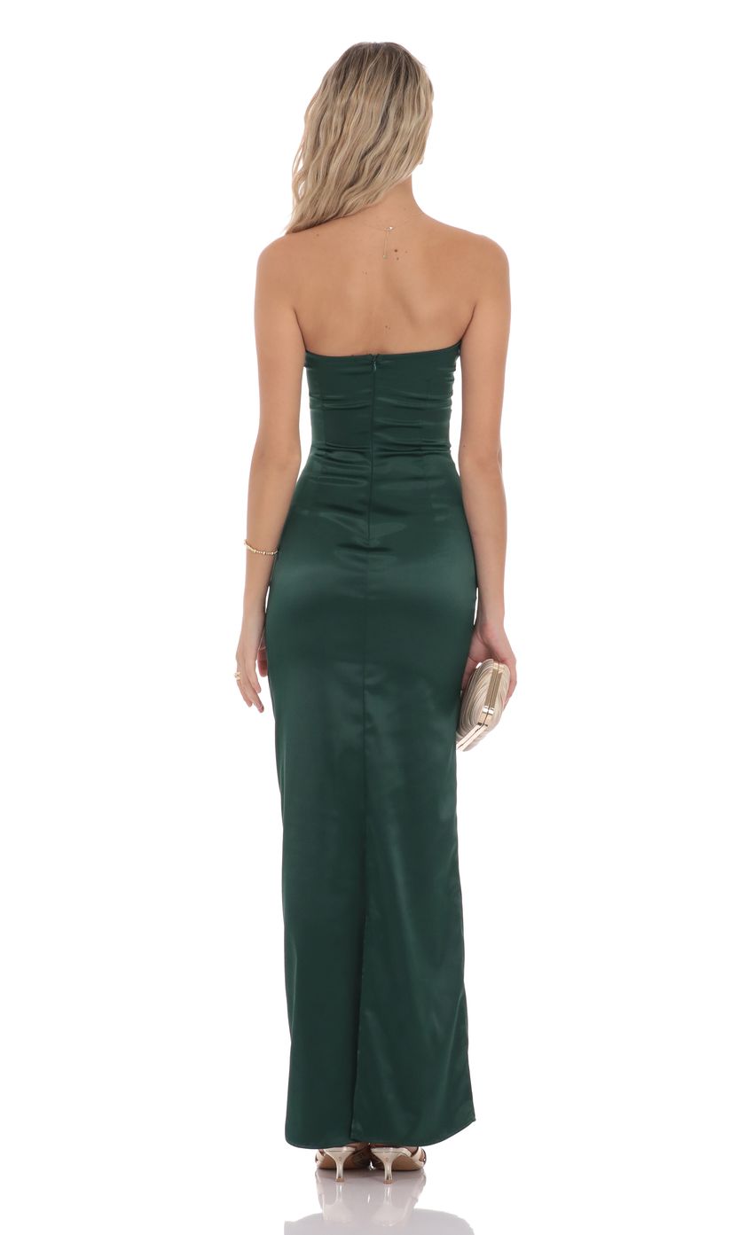 Sophisticated Strapless Sweetheart Neck Emerald Green Satin Evening Dress with Ruched Bodice & Mermaid Hem
