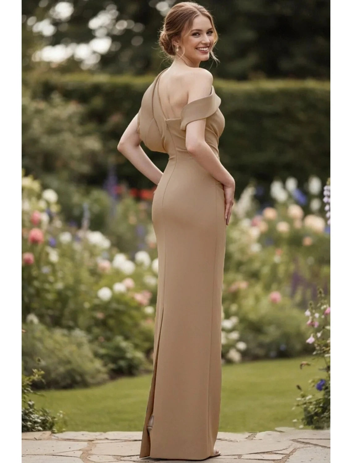 Sophisticated Satin Mermaid One-Shoulder Draped Slit Back Floor-Length Evening Dresses