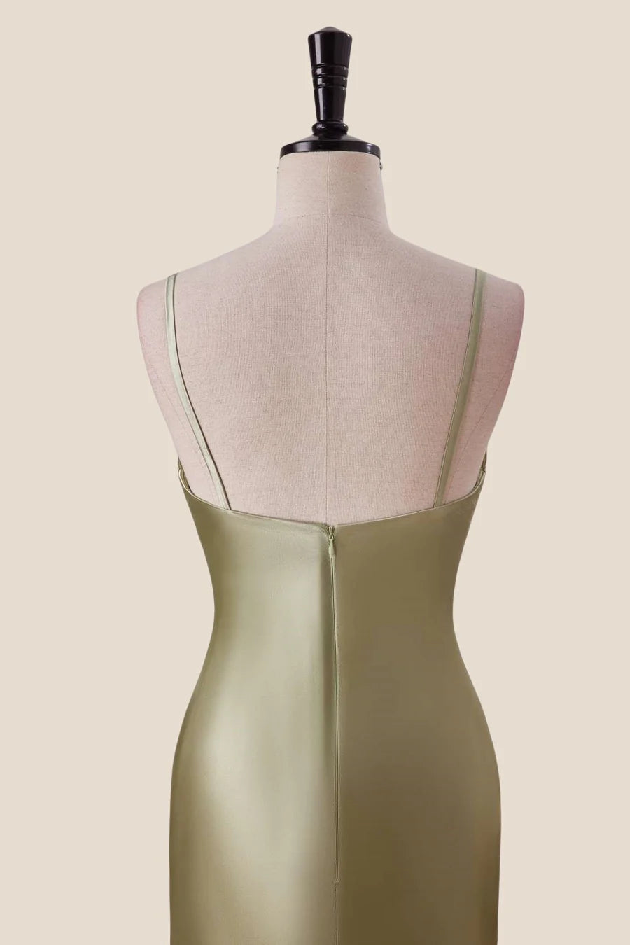 Spaghetti Strap V-Neck Satin Mermaid Evening Dress