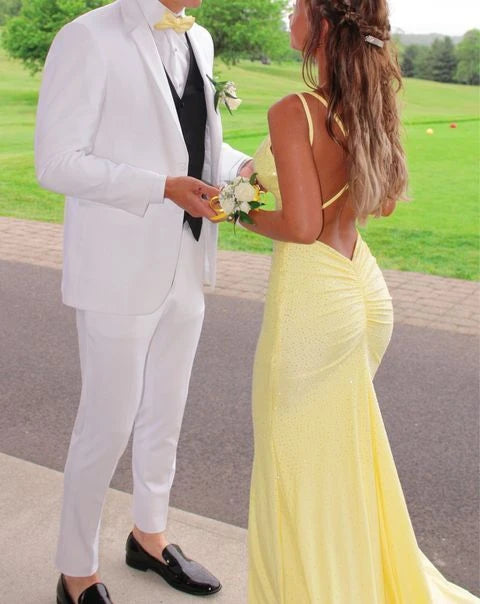 Sparkly Sequin Mermaid V-Neck Sleeveless Criss-Cross Open Back Floor-Length Evening Dresses