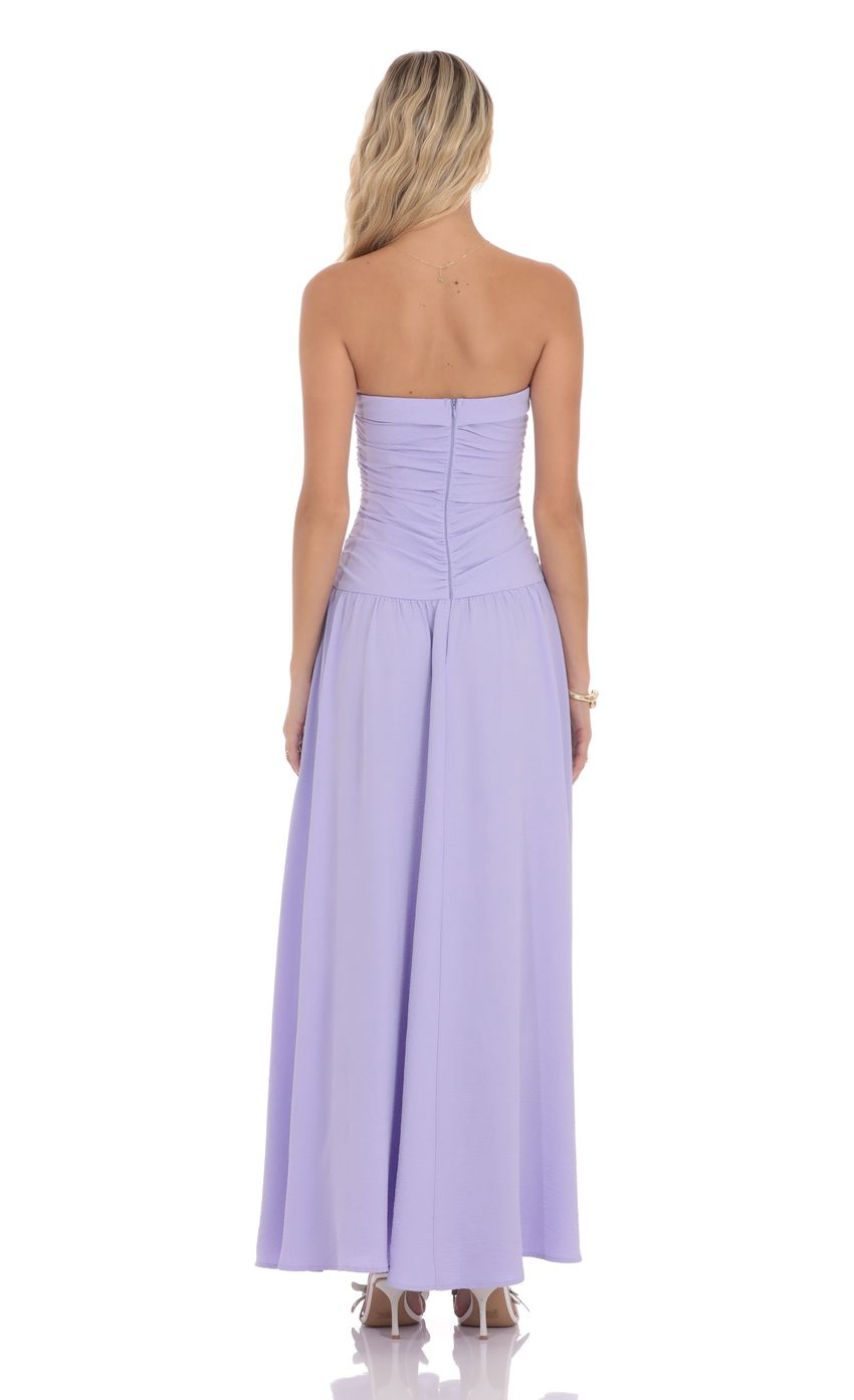 Strapless Ruched Bodice Evening Dress with A-Line Maxi Skirt