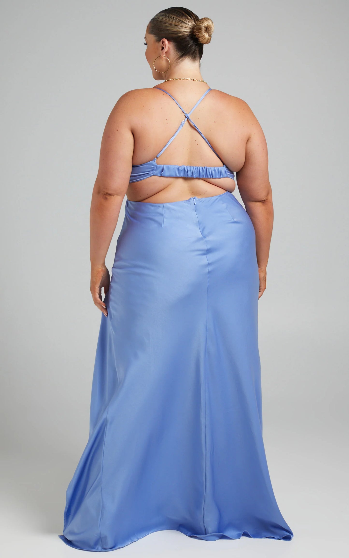 Sultry Mermaid Cowl Neck Spaghetti Strap Cutout Slit Floor Length Evening Dress