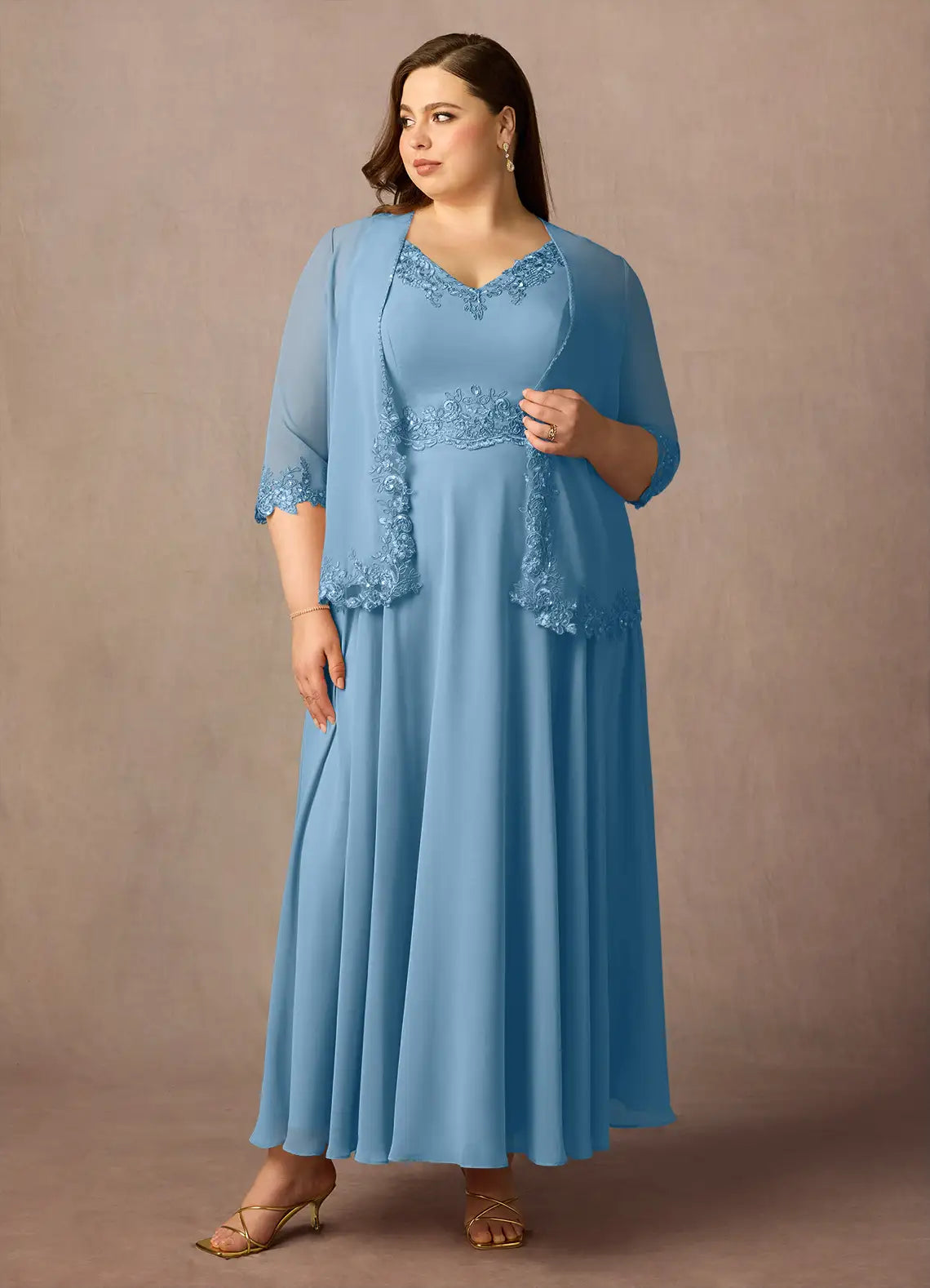 Versatile Chiffon A-Line V-Neck Sleeveless Maxi Mother of the Bride Dress