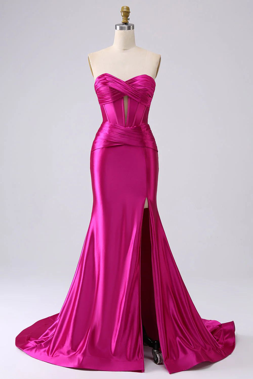 Shiny purple red fishtail sweetheart tight fitting corset with long sl – LD  Dress