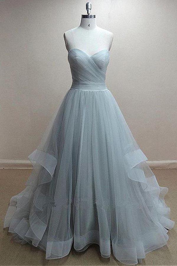 Chic Tulle Sweetheart Neckline Floor-length A-line Prom Dress