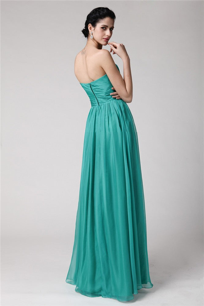 Sheath Chiffon Sweetheart Sleeveless Floor-Length With Pleats Bridesmaid Dresses