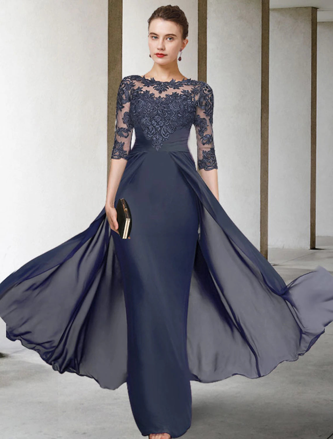 Sheath / Column Mother of the Bride Dress Plus Size Elegant Jewel Neck LD Dress Sheath / Column Mother of the Bride Dress Plus Size Elegant Jewel Neck LD Dress