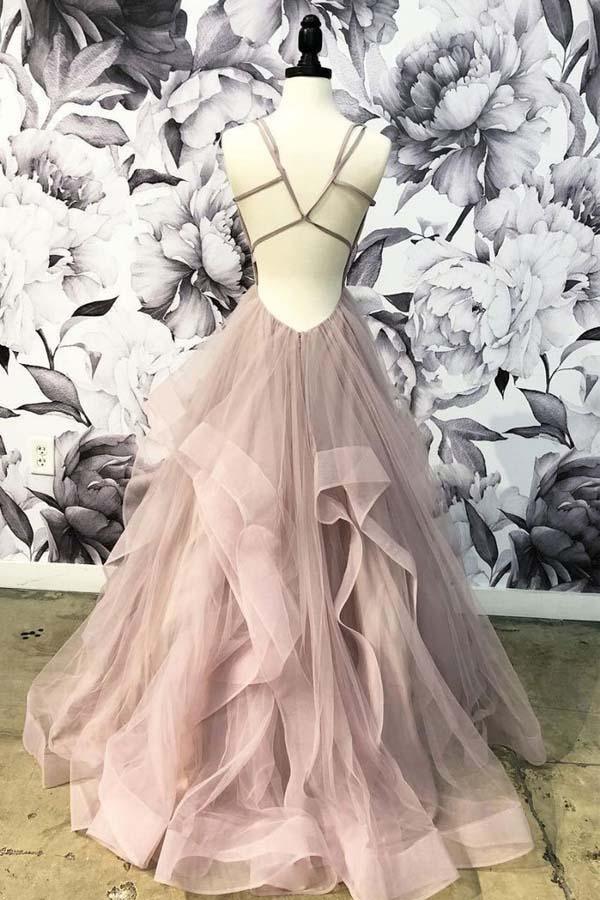 Elegant gray pink long sleeveless off the shoulder ball dress gray pink sheer backless with distinct layers and ground length evening gown