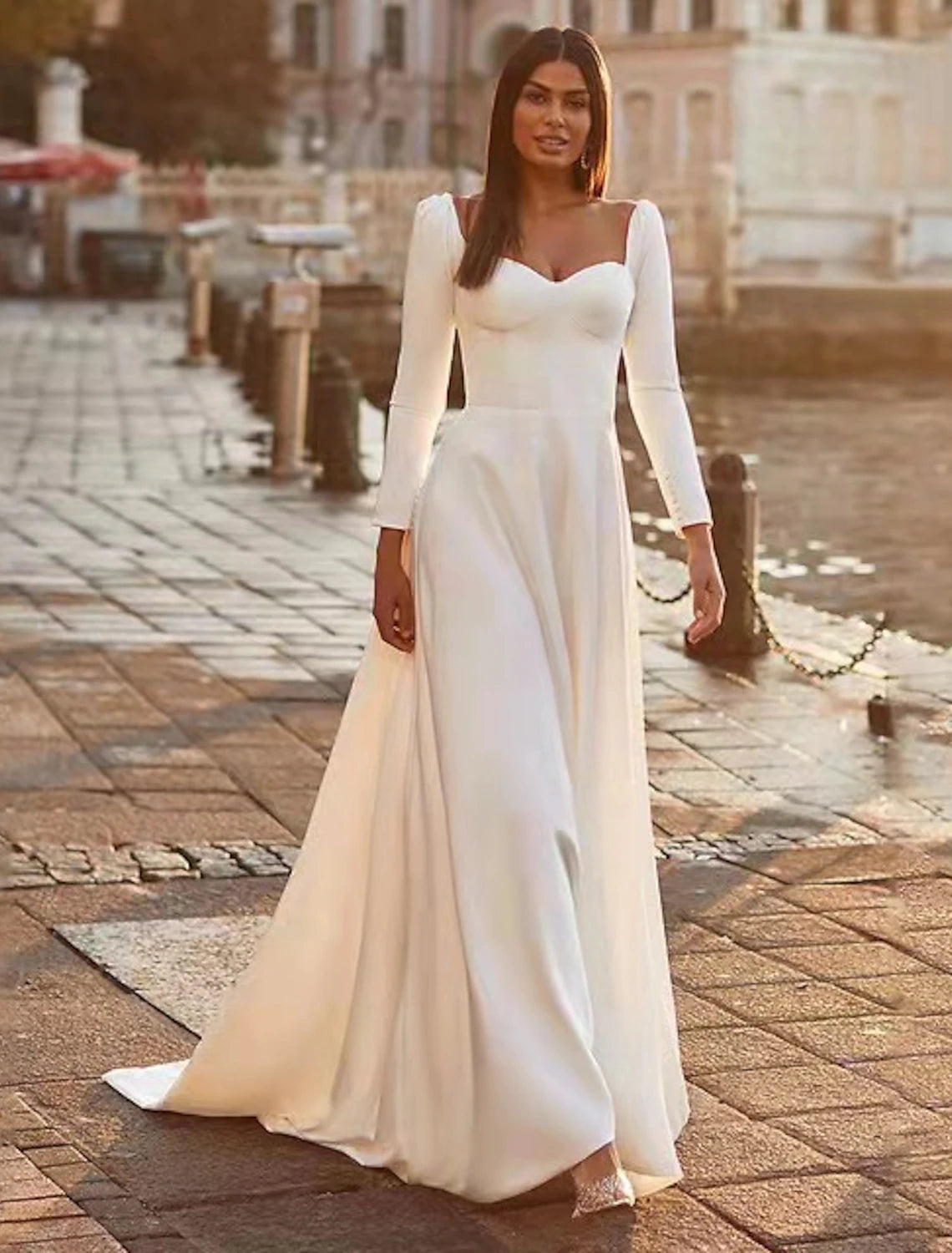 Reception Royal Style Casual Wedding Dresses A-Line Sweetheart Long Sl – LD  Dress