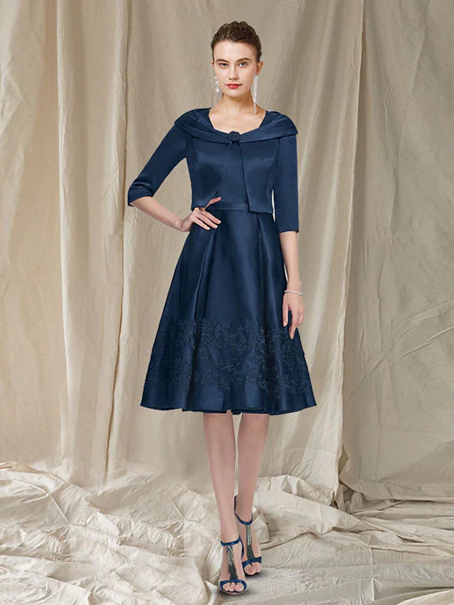 knee length dresses for church Two Piece A-Line Mother of the Bride Dress Elegant Scoop Neck K – LD Dress Color:Reddish Brown 75_final_sale Sexy Shiny Gold Mini providing a comfortable fit