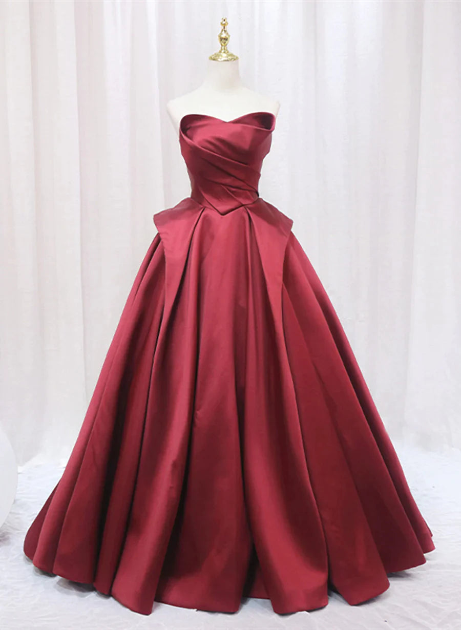 Wine Red Satin Long Party Dress, A-line Wine Red Prom Dress LD Dress Wine Red Satin Long Party Dress, A-line Wine Red Prom Dress LD Dress