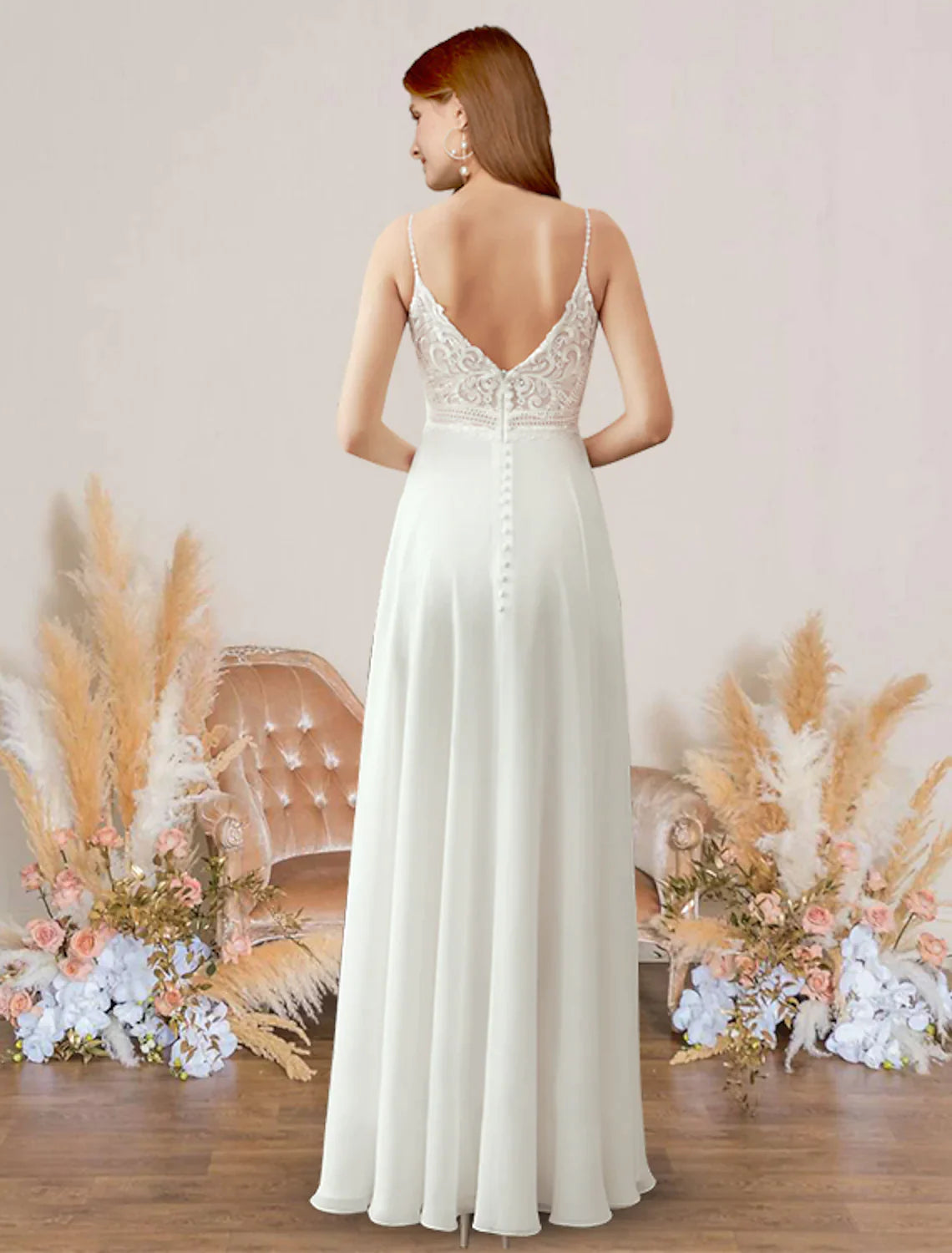 Romantic A-line Sweetheart Spaghetti Strap V Back High Slit Floor Length Party Dress