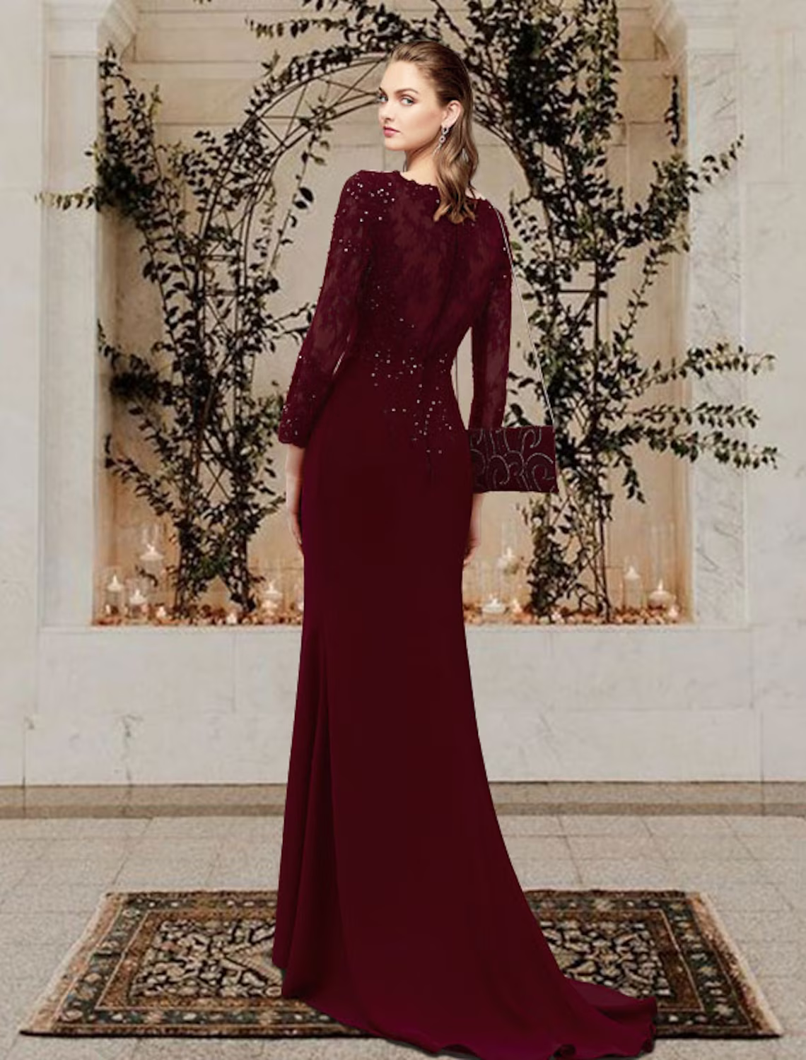 Mother of the Bride Dress Elegant Chiffon Lace Tulle Long Sleeve with – LD  Dress