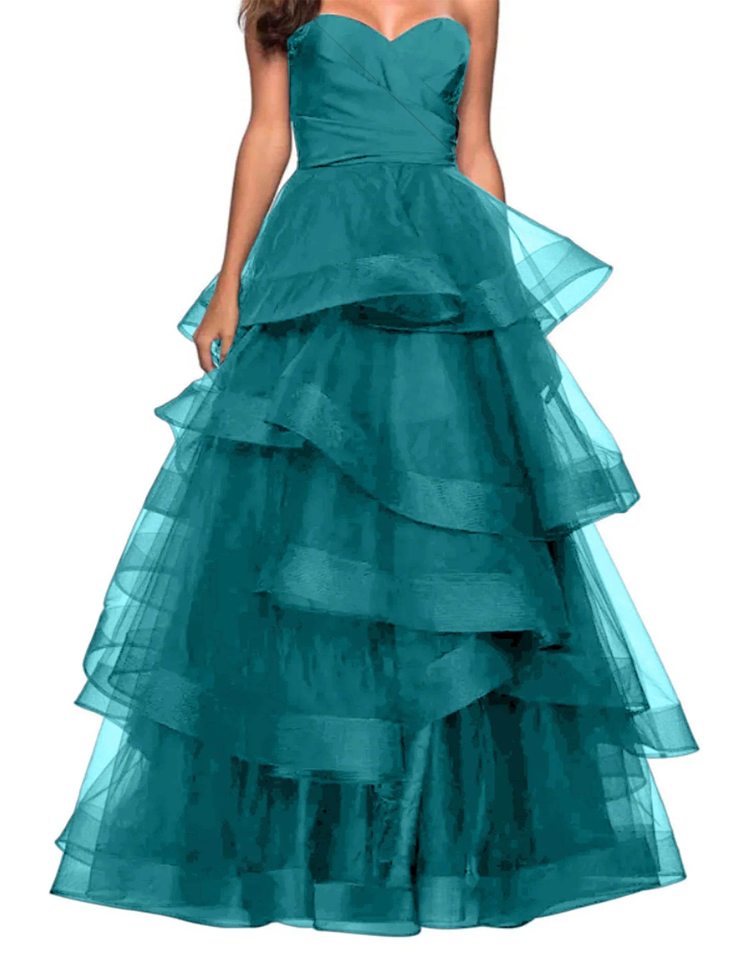 A-shaped Sweetheart Lotus Edge Prom Dress