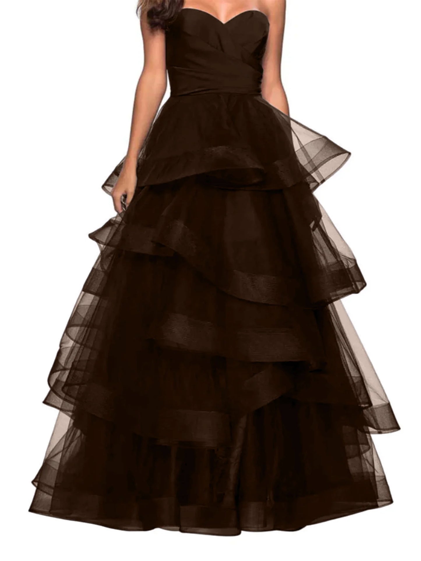 A-shaped Sweetheart Lotus Edge Prom Dress
