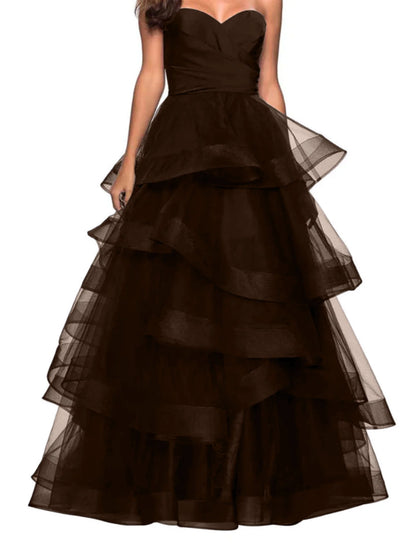 A-shaped Sweetheart Lotus Edge Prom Dress