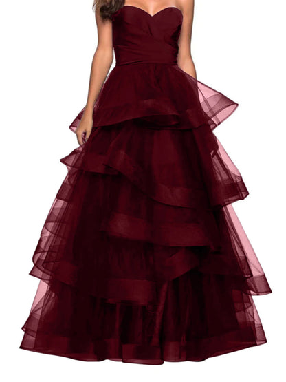 A-shaped Sweetheart Lotus Edge Prom Dress