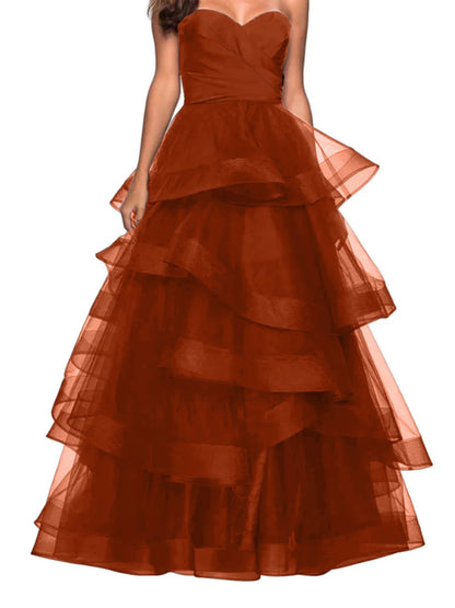 A-shaped Sweetheart Lotus Edge Prom Dress