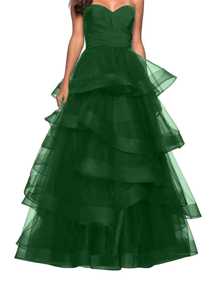 A-shaped Sweetheart Lotus Edge Prom Dress