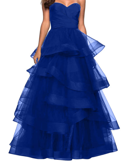 A-shaped Sweetheart Lotus Edge Prom Dress