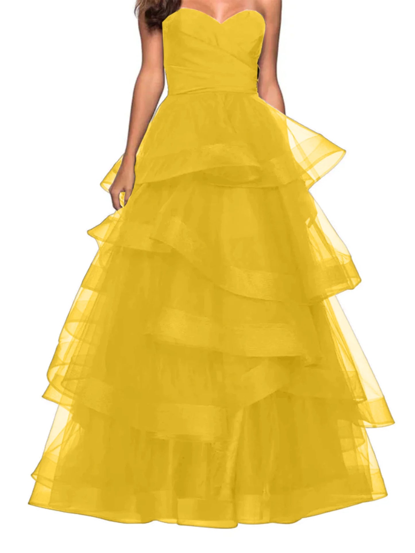A-shaped Sweetheart Lotus Edge Prom Dress
