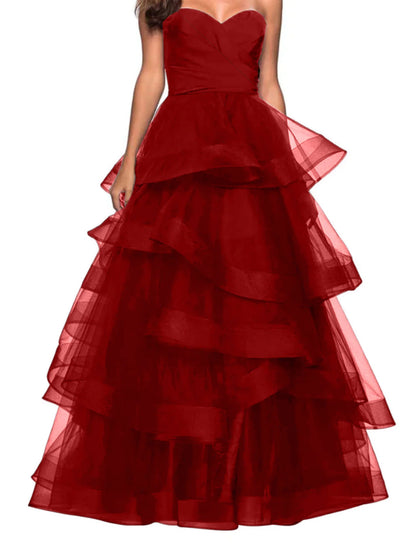 A-shaped Sweetheart Lotus Edge Prom Dress