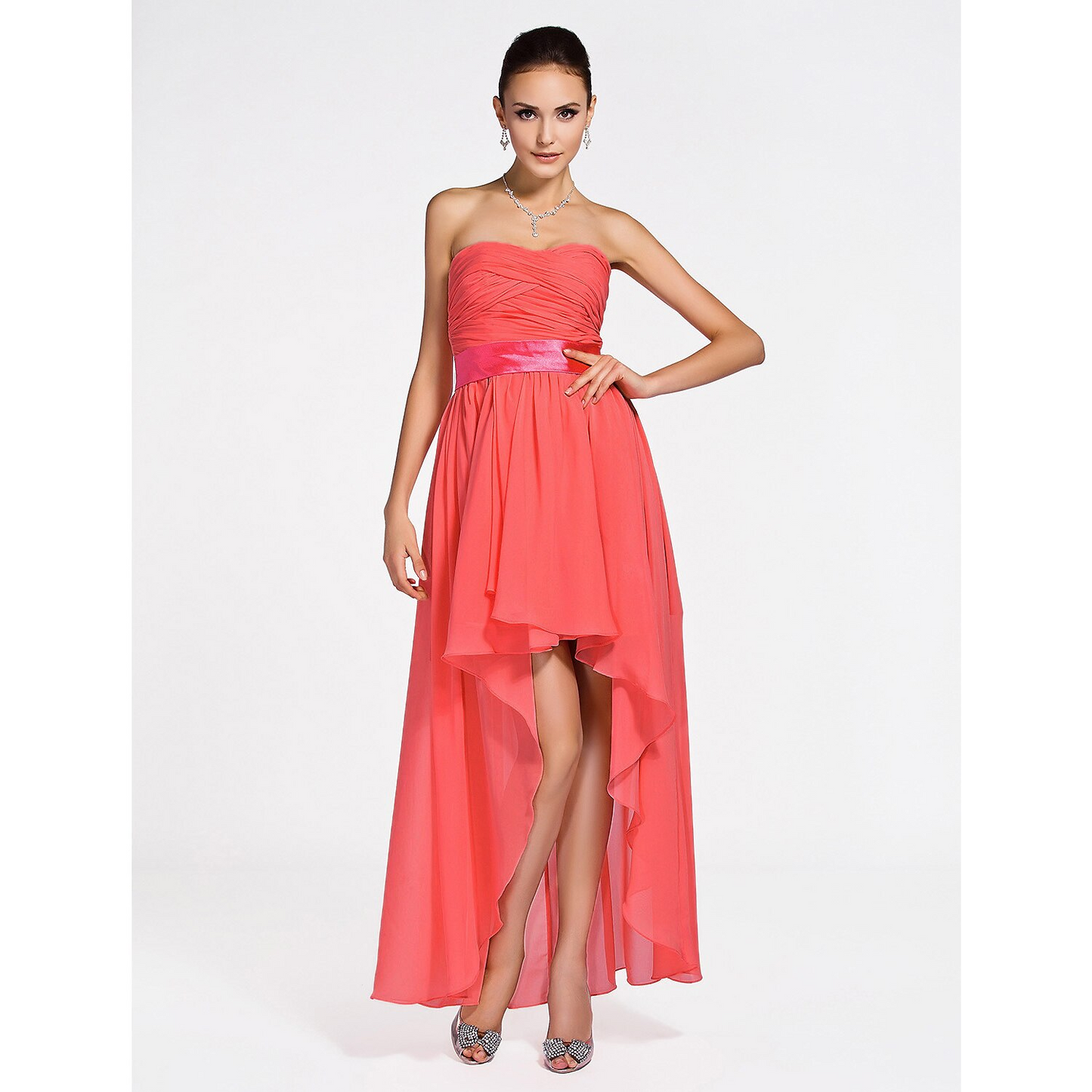 Ball Gown / A-Line Bridesmaid Dress Sweetheart Neckline / Strapless Sleeveless Lace Up Asymmetrical / Short / Mini Chiffon with Criss Cross / Ruched / Draping