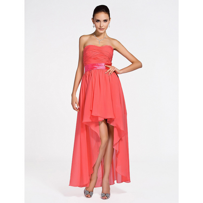 Ball Gown / A-Line Bridesmaid Dress Sweetheart Neckline / Strapless Sleeveless Lace Up Asymmetrical / Short / Mini Chiffon with Criss Cross / Ruched / Draping