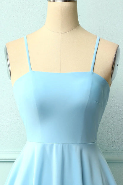 Blue backless thin shoulder strap Cocktail Dresses