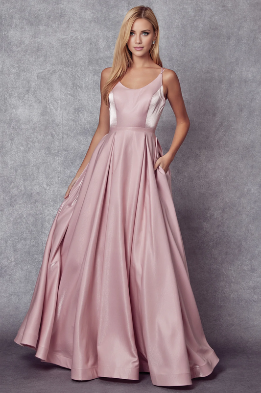 LD -- A-line round neck sleeveless backless and floor length evening dress