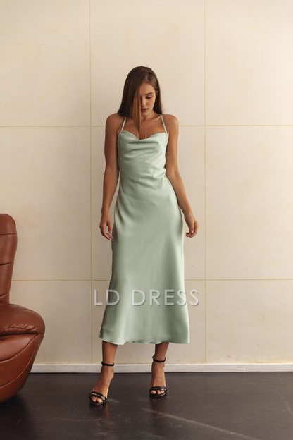 LD A-line off shoulder collar back strap exposed back and floor length Prom dress