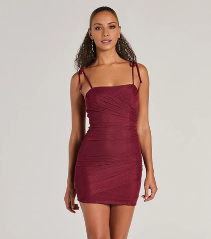 LD square neckline off shoulder sleeveless thin shoulder strap short Homecoming Dress