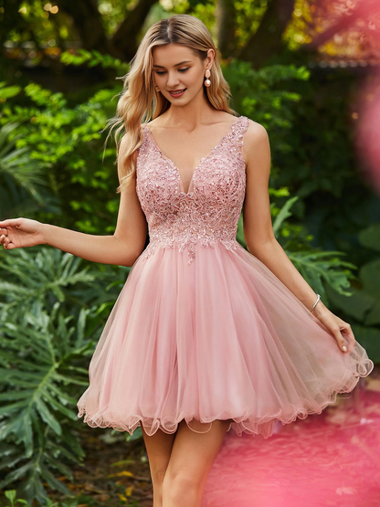A-line sequined top with ruffle edge short back to school dress