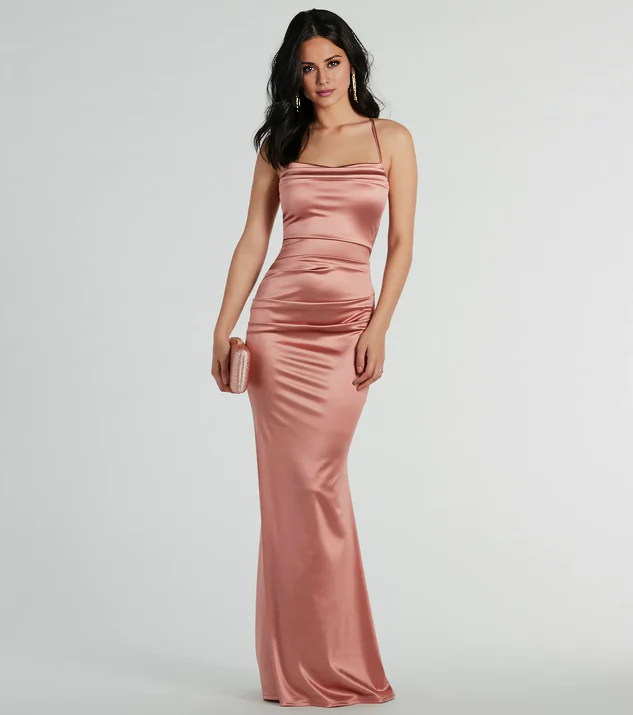 LD square neckline off shoulder sleeveless thin shoulder strap backless and floor length Prom dress