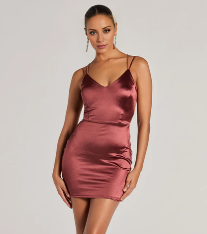 LD V-neck sleeveless thin shoulder strap backless short Homecoming Dress