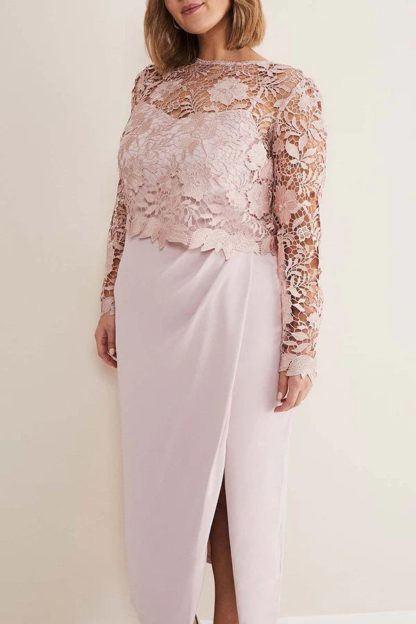 Two piece set of sheath/pillar, pink mother of the bride dress